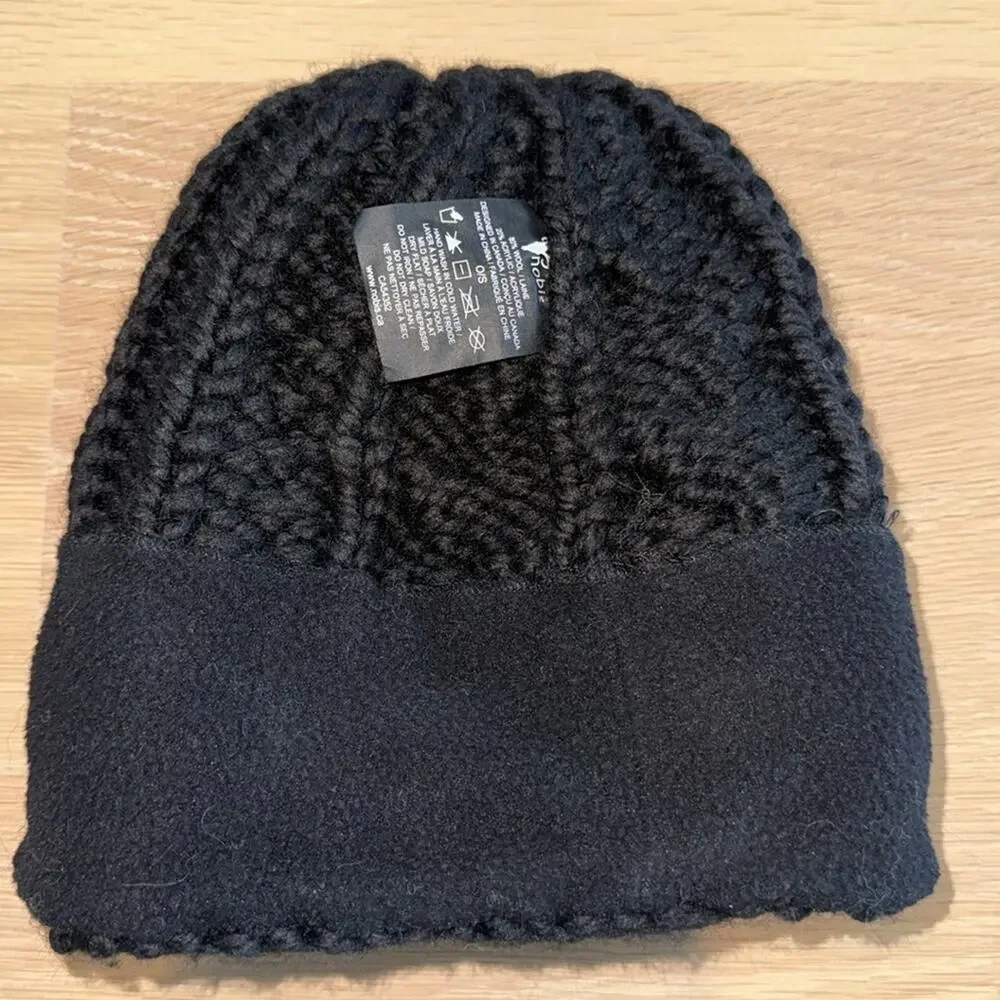 Nobis Unisex Wool Cable Knit Beanie Hat Cap Black O/S